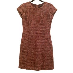 Pink with Gold Tweed, Cap Sleeve, Shift Dress